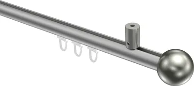 Produktbild von Interdeco Innenlaufstange / Gardinenstange mit Innenlauf Silbergrau / Edelstahl-Optik, Typ Sonius Luino (Kugel) Deckenmontage, 20 mm Ø 1-läufig, 200 cm