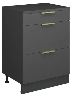 Image de Meuble sous pente Vicco R-Line Anthracite-or 60cm sans pente avec 3 tiroirs, Model 61694