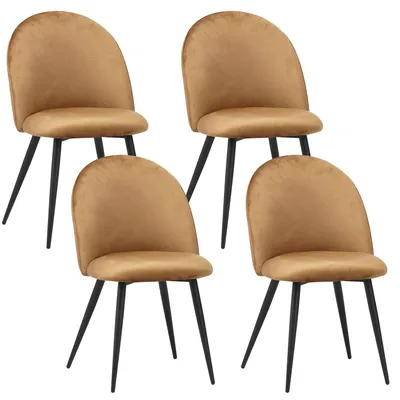 Obrázek produktu pro Židle do jídelny Albatros se sametovým potahem sada 4 židlí CAPO, hnědá - stylový vintage design, moderní elegantní čalouněná židle k jídelnímu stolu - židle do kuchyně nebo jídelny s vysokou nosností