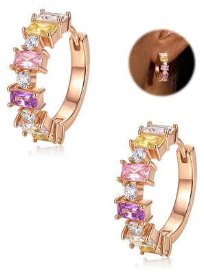 Produktbild von Creolen Silber 925 Zirkonia AAAAA+ für Damen | Hypoallergen Wasserfest | Roségold Gold Silber Optik | Geschenkbox