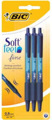 Zdjęcie produktu dla BIC Soft Feel® Clic Grip długopis automatyczny niebieski blister 3 szt.
