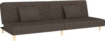 Produktbild von Schlafsofa 2-Sitzer mit 2 Kissen Braun Stoff