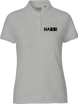 Produktbild von Huuraa Damen Polo Shirt Habibi Schatz Freund M Sport Grey Bio Baumwolle Fairtrade Poloshirt Geschenkidee