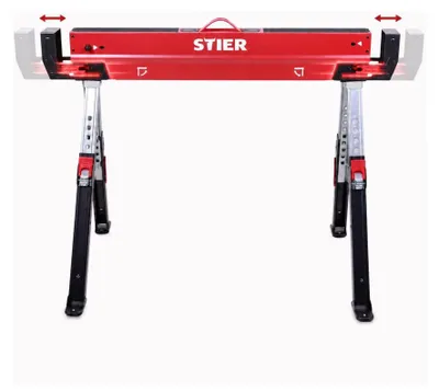 Produktbild von STIER Premium Klapp-Sägebock höhenverstellbar mit Spannmodul 590 kg