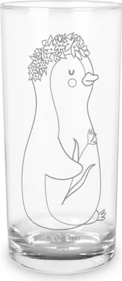 Produktbild von Mr. & Mrs. Panda Longdrinkglas Pinguin Blumen 400 ml - Transparent - Geschenk, Cocktailglas, Glasbecher, Wasserglas, Liebeskummer, Glas, Leben, Universum, Ziele, Tumbler