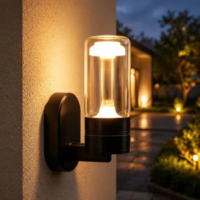 Immagine prodotto di ZMH Lampada da parete LED per esterni, grado di protezione IP65, 10W, 3000K. Lampada da parete per esterni, illuminazione esterna, ideale per pareti di case, terrazze, ingressi, scale e corridoi. Colore: nero, Immagine generata dall'IA