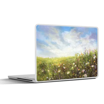Produktbild von MuchoWow® Laptop Aufkleber Sticker Cover Sommer - Blumen - Ölfarbe 30x21 cm - Sticker für Laptop - Selbstklebend