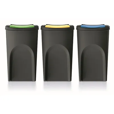 Produktbild von Keden SORTI BOX 3x35l Abfalleimer - schwarz Recycling