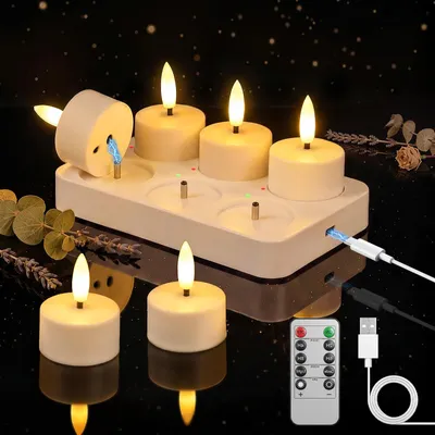 Produktbild von Ketom LED Teelichter mit Timer, Elektrische Teelichter Aufladbar, 6 Stück