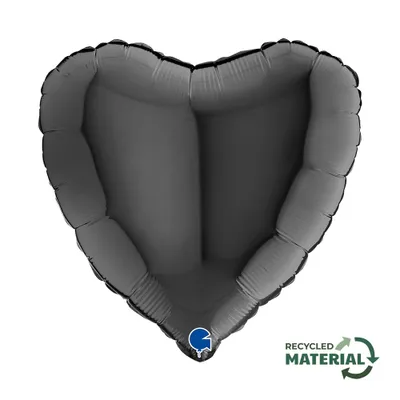 Produktbild von 18"/Ø46cm Herz Folienballon  Uni | Schwarz