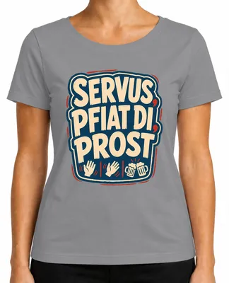 Imagen del producto de Servus Pfiat Di Prost Bayern: Camiseta tradicional para , para mujer, estilo "lederhosen", color gris, talla S