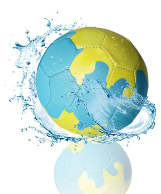 Produktbild von Aufblasbarer Mini Fußball 'Verao' - Wasserball Ø 15 cm aus Neopren für Strand, Garten, Meer oder Freibad - kleiner Spielball für Kinder & Erwachsene blau/grün