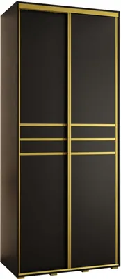 Produktbild von MEBLE KRYSPOL Davos 10 Schrank, zwei Türen - 235,2x100x60 cm - Schwarz Schwarz Gold