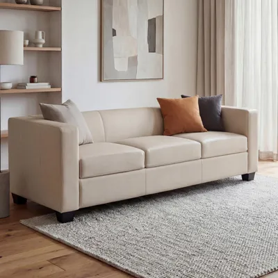 Produktbild von Mendler 3-Sitzer Sofa Lille Leder creme, Breite 191 cm, Tiefe 75 cm, Höhe 70 cm