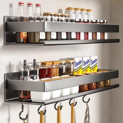 Produktbild von Set aus 2 Wandregalen für Gewürze ohne Bohren