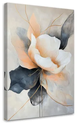 Immagine prodotto di Quadro su tela, Fiore astratto beige e grigio - 80x120