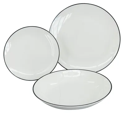Zdjęcie produktu dla Talerz głęboki porcelanowy Linea Black, ø 20,5 cm, czarna linia