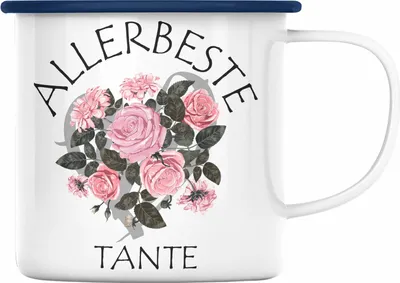 Produktbild von Trendation - Beste Tante Emaille Tasse Geschenk Emaille Emaille Tasse für Beste Tante der Welt Geschenkidee Geburtstag (Blau)