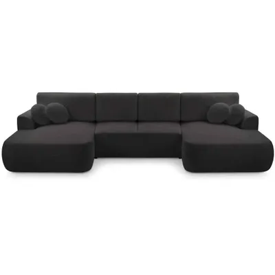 Obrázek produktu pro BEAUTYSOFA Rohová pohovka s funkcí spaní VENTO U, tvar U, barva: černá (Coral60)