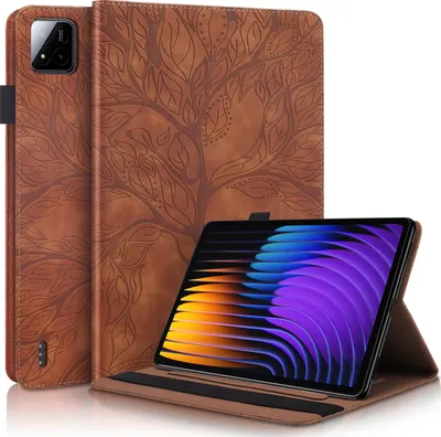 Immagine prodotto di Per Xiaomi Pad 7 / 7 Pro stand-up albero modello custodia in ecopelle Custodia Custodia Marrone