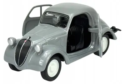 Immagine prodotto di Welly, modello in metallo della Fiat 500 Topolino del 1936, colore grigio, scala 1:34, confezione: scatola, codice prodotto: 43852