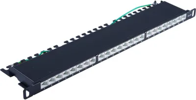 Produktbild von Slim Patchpanel Cat.6A, 24 Port 0,5HE, 19"