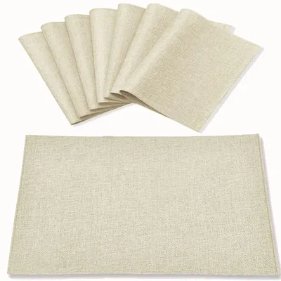 Produktbild von Set aus 8 hitzebeständigen Platzsets - Maschinenwaschbar und rutschfest - Beige