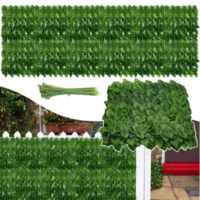 Produktbild von Fiqops Sichtschutzhecke Windschutz 1*3M Efeu Sichtschutz Balkonverkleidung Blätterzaun,Wassermelonenblätter