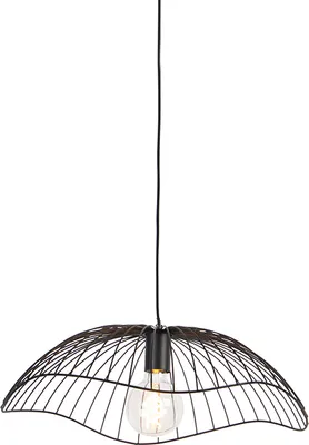 Produktbild von QAZQA - Design Hängelampe I Pendellampe I Pendelleuchte Schwarz Draht 50cm - Pua I Wohnzimmer I Schlafzimmer - Stahl Länglich - LED geeignet E27