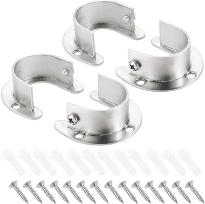 Imagen del producto de Soportes para barras de cortina, de 32 mm, 4 unidades, de acero inoxidable, para barras de ropa
