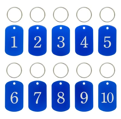 Produktbild von Gravierte Nummernschilder Aluminium Schlüsselanhänger Tags (1-50, Blau)