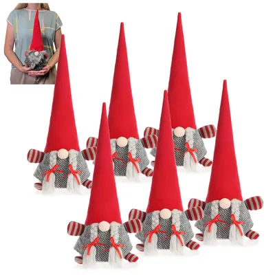 Productafbeelding van com-four® 6 kerstkabouters, 40 cm, kerstdecoratie met zandvulling