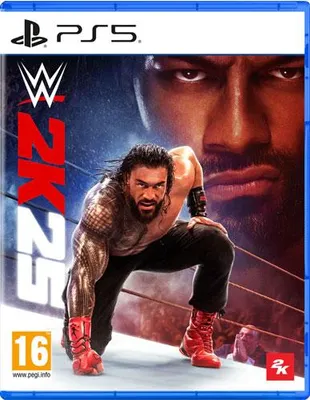 The cover art for the video game WWE 2K25 for PS5, featuring wrestler Roman Reigns.