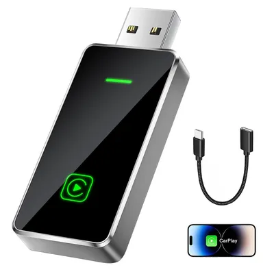 Produktbild von Kabelloser CarPlay Adapter, iPhone kompatibel, konvertiert kabelgebundenes CarPlay zu Wireless – für iOS 10+ & Fahrzeuge ab 2019
