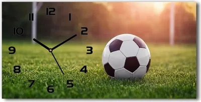 Produktbild von Wanduhr aus Glas – 60x30 cm - Glasbild - Glasuhr - Gehärtetes Glas - schwarze-zeiger - Fußball