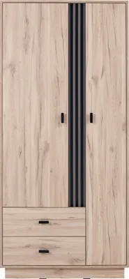 Produktbild von Jugendzimmer-Kleiderschrank 90 cm breit in Eiche Nb. mit 2 Türen, 2 Schubladen, 1 Kleiderstange ANTIGUA-133