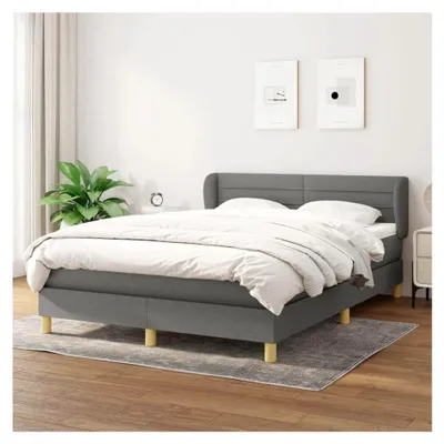 Produktbild von Lattenrost mit Matratze, Dunkelgrau, 140 x 190 cm, Stoff, Plattformbett, mit Lattenhalter, einfache Montage für Schlafzimmer, Erwachsene