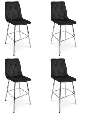 Productafbeelding van Stijl en elegantie: Hoker Libra - Fluweel, zwart / Chromen poten, 4 stuks