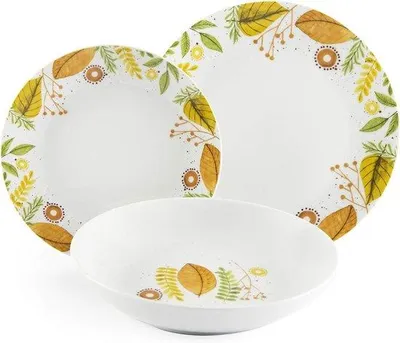 Image de Service en porcelaine « Feuilles d'automne » - Lot de 6 assiettes