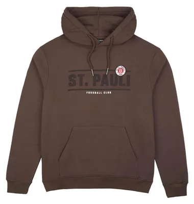 Produktbild von FC St. Pauli Kapuzenpullover Classic Logo, Offizieller Fanartikel, Brauner Hoodie mit Schriftzug und Logo, 100% Baumwolle