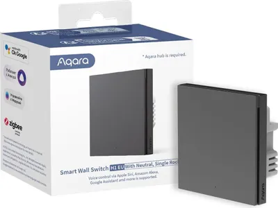 Image de Interrupteur mural intelligent Zigbee H1 gris avec fil neutre, à bascule simple