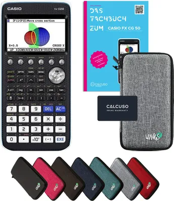 Produktbild von Casio fx-CG50 inkl. Schutztasche Hellgrau & Fachbuch (92 Seiten, DIN A4) – Grafikrechner – Smart Set