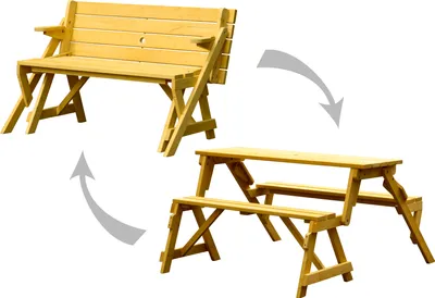 Produktbild von dobar Praktische 2 in 1 Kombination aus Tisch und BankHolz, Sitzgarnitur Garten, helle Lasur, 138 x 144 x 77 cm