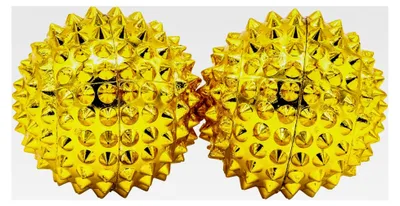 Produktbild von Zwei magnetische Akupressurkugeln, Massagekugeln - Gold klein 32 mm Durchmesser - Akupressur Therapie - lindert Schmerzen und steigert das Wohlbefinden