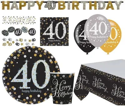 Produktbild von Zahl 40 Sparkling Celebrations Gold Partyset 41-teilig