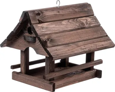 Obrázok produktu pre Kŕmidlo pre vtáky – drevená búdka pre vtáky – 30 x 25 cm – neautomatické – hnedé