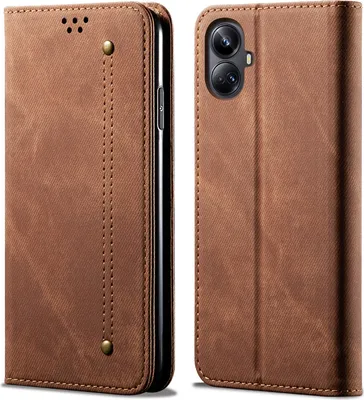 Obrázek produktu pro Pouzdro pro Realme 10 Pro+, Kožené Peněženkové Pouzdro s Magnetickým Uzavíráním a Stojánkem hnědé