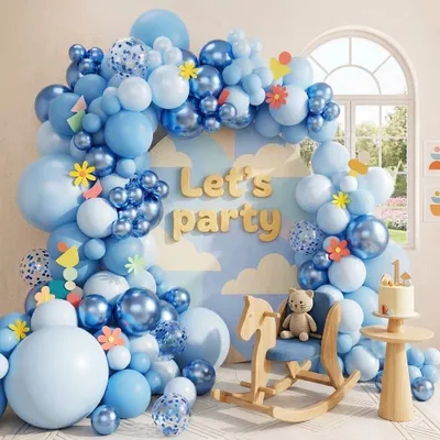 Ballonbogen-Set blau 99-teilig für Geburtstag & Babyparty