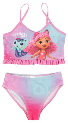 Produktbild von Gabby's Dollhouse Bikini mit Rüschen für Mädchen - Kinder Zweiteiler Schwimmanzug Pink 98-104