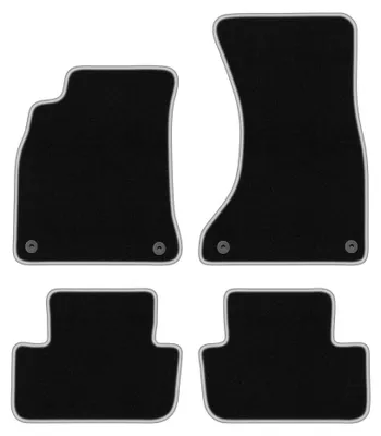 Immagine prodotto di Tappetini in moquette per Audi A4 B8 2007-2015 (berlina/station wagon/Allroad) – set 4 pezzi, nero/argento, su misura – Wielganizator CARLUX
